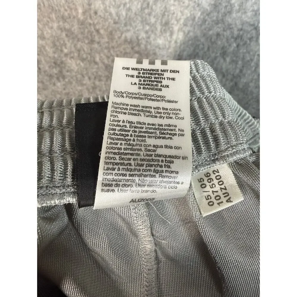 Vintage Adidas Break Away Pants Mens Medium Shiny Silver Blue Baggy Y2K